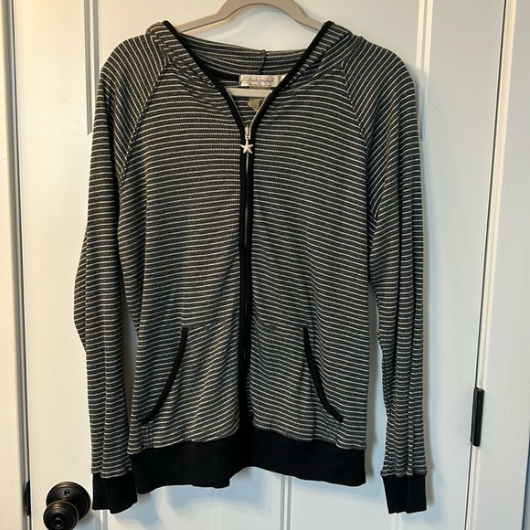 Fresh Produce Ribbed Striped Full Zip Hoodie - dark gray and silver XL - Picture 1 of 8